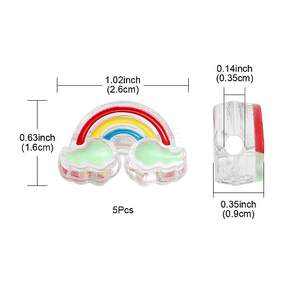 5Pcs Transparent Acrylic Enamel Beads OACR-YW0001-31C-1