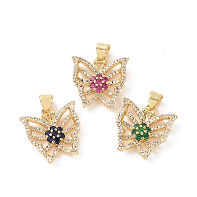 Brass Micro Pave Cubic Zirconia Pendants ZIRC-I063-44G-1