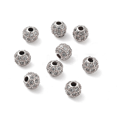 Round Brass Micro Pave Cubic Zirconia Beads ZIRC-N016-01P-4MM-1
