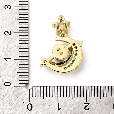 Moon & Star Rack Plating Brass Micro Pave Cubic Zirconia Pendants KK-C037-08G-1