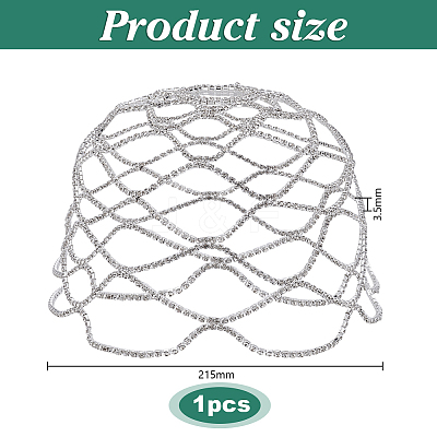 1Pc Rhinestone Mesh Headpiece Cap AJEW-HY0002-55S-1