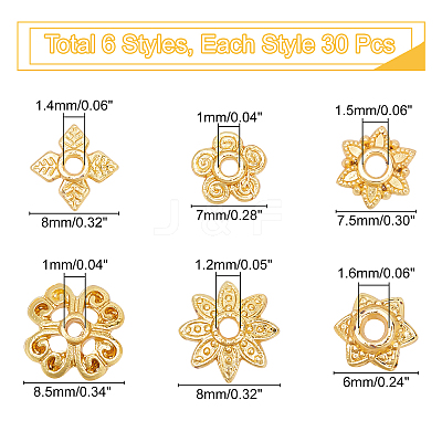 180Pcs Alloy Bead Caps PALLOY-PH0001-10-1