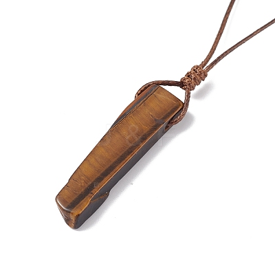 Natural Black Obsidian Nugget Pendant Necklace with Waxed Cord for Women NJEW-F306-01E-1