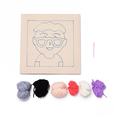 Boy with Glasses Punch Embroidery Supplies Kit DIY-H155-01-1