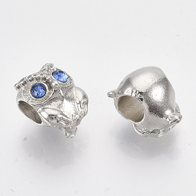 Platinum Plated Alloy European Beads MPDL-S067-15-1