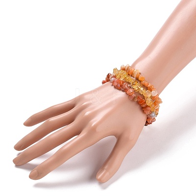 Chips Natural Mixed Stone Stretch Bracelets X-BJEW-JB05644-1