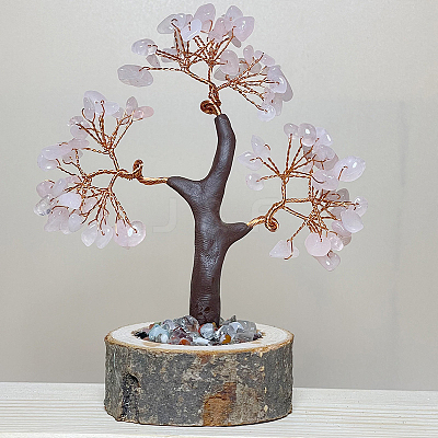 Natural Rose Quartz Tree Ornaments TREE-PW0002-04B-1