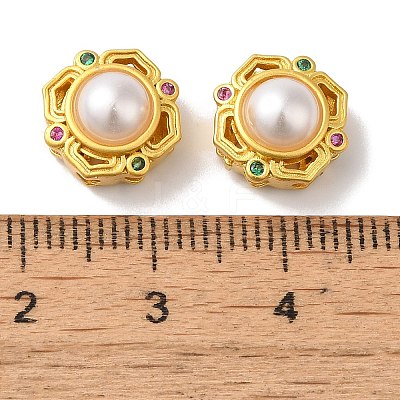 Rack Plating Hollow Brass Cubic Zirconia Beads KK-K381-16B-MG-1