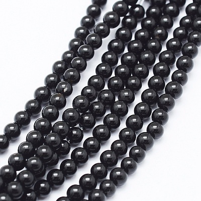 Natural Black Onyx Beads Strands G-E469-08-3mm-1