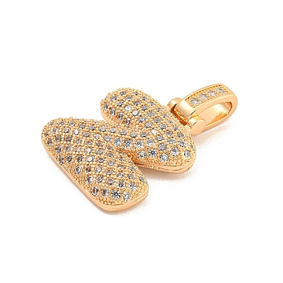 Brass Micro Pave Clear Cubic Zirconia Pendants KK-B099-01G-Z-1