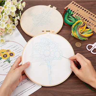 2 Sets 2 Styles DIY Embroidery Kits DIY-GF0009-97A-1