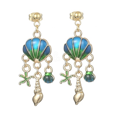 Alloy Enamel Shell Chandelier Earrings EJEW-JE05556-1