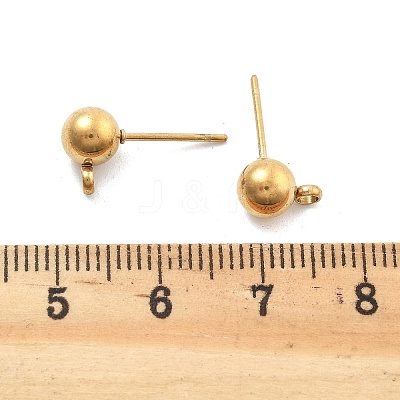 304 Stainless Steel Ball Post Stud Earring Findings STAS-Z035-01G01-B-1
