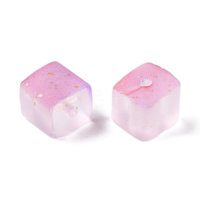 Frosted Glass Beads with Golden Glitter Powder DGLA-NH001-8mm-01J-1