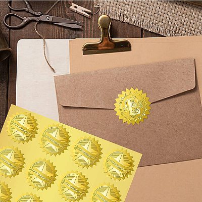 12 Sheets Self Adhesive Gold Foil Embossed Stickers DIY-WH0451-047-1