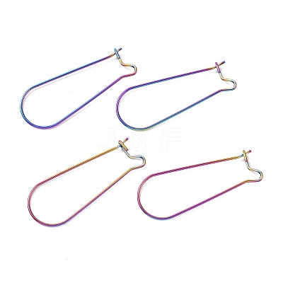 Ion Plating(IP) 304 Stainless Steel Hoop Earrings Findings Kidney Ear Wires STAS-L216-22A-RS-1