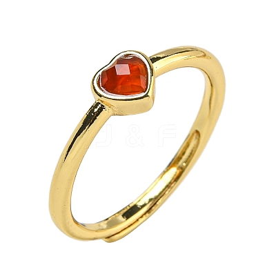 Heart Natural Mixed Stone Adjustable Rings RJEW-Q818-02G-1