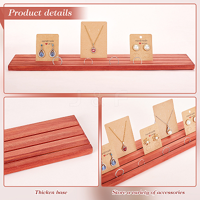 3-Slot Rectangle Wood Earring Display Card Stands EDIS-WH0012-45A-1