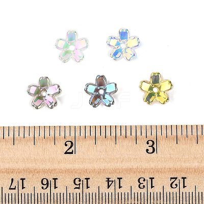 70Pcs 5 Colors Transparent Electroplate Glass Bead Caps EGLA-FS0001-55-1