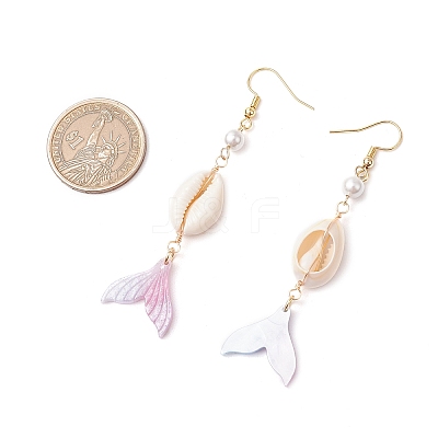 Shell Pearl Dangle Earrings EJEW-TA00626-1