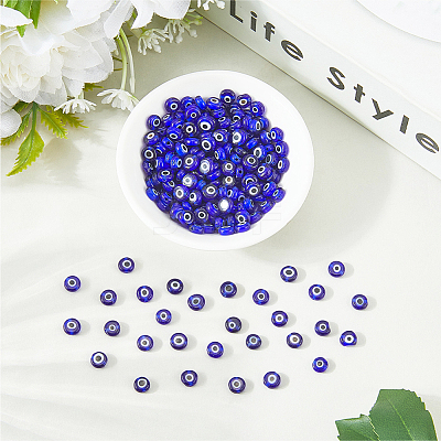 Handmade Evil Eye Lampwork Beads Strands LAMP-PA0001-50B-1