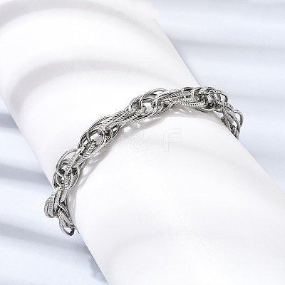 201 Stainless Steel Rope Chain Bracelets for Men STAS-T077-10P-1