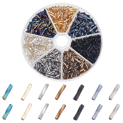 1260Pcs 7 Style Glass Twisted Bugle Beads SEED-PH0001-55-1