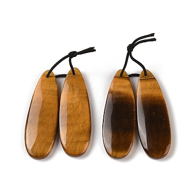 2Pcs Natural Tiger Eye Pendants G-A228-03D-1