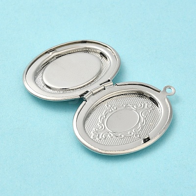 Rack Plating Brass Locket Pendants KK-K277-05P-1