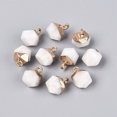 Natural White Moonstone Pendants G-N359-18G-15-1