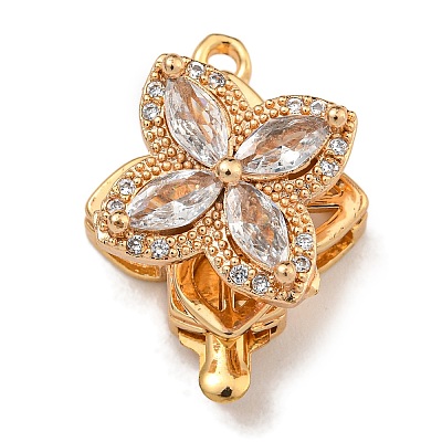 Brass Micro Pave Clear Cubic Zirconia Box Clasps KK-U037-31G-01-1