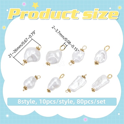 80Pcs 8 Styles Jewelry Making Findings Kits including ABS Plastic Imitation Pearl Pendants & Connector Charms PALLOY-WR00022-1