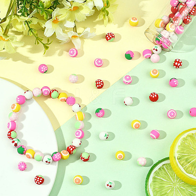 180Pcs 6 Colors Fruits Theme Handmade Polymer Clay Beads CLAY-SC0002-59-1