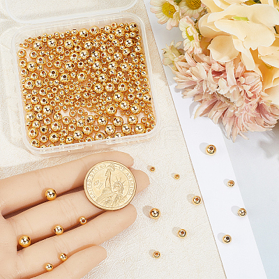 500Pcs 5 Styles Rack Plating Brass Beads KK-BBC0023-24G-1