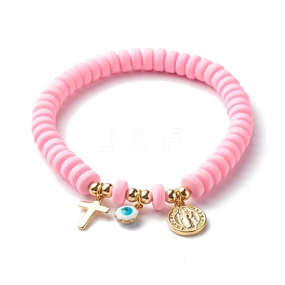 Handmade Polymer Clay Beads Stretch Bracelets BJEW-JB06564-1