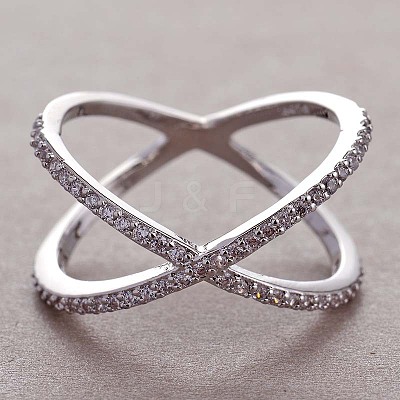 Simple Style Brass Cubic Zirconia Finger Rings FS-WG32029-01-1