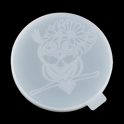 Flat Round with Owl & Flower DIY Cup Mat Silicone Molds SIL-F007-06D-1