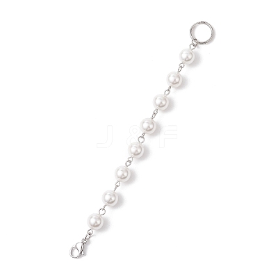 Shell Pearl Round Beaded Chain Pendant Decorations HJEW-JM04618-01-1
