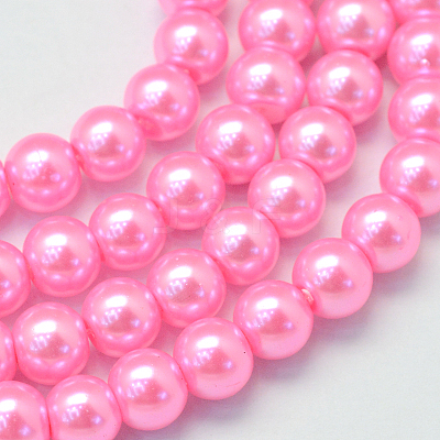Baking Paint Pearlized Glass Pearl Round Bead Strands X-HY-Q330-8mm-68-1
