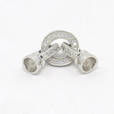 Brass Micro Pave Cubic Zirconia Fold Over Clasps X-ZIRC-P003-27P-1
