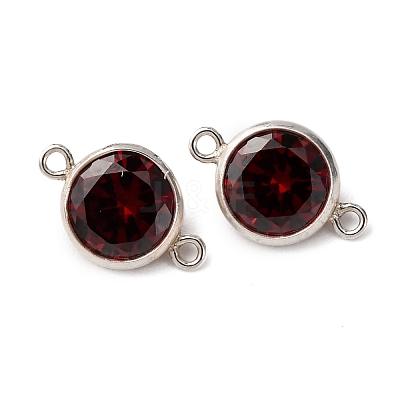 925 Streling Silver Pave Cubic Zirconia Birthstone Connector Charms STER-NH0001-80P-08-1