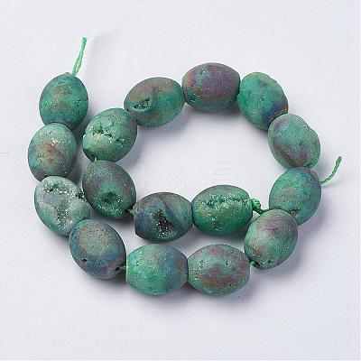 Electroplated Natural Druzy Geode Agate Bead Strands G-P251-F01-1