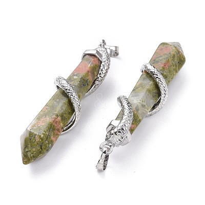Natural Unakite Big Pointed Pendants G-F696-B06-1