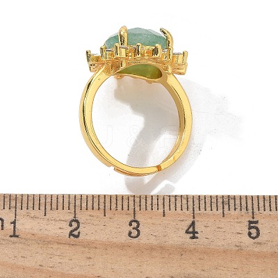 Sunflower Natural Green Aventurine Finger Rings RJEW-B113-03G-03-1