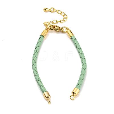 Leather Braided Cord Link Bracelets MAK-K022-01G-03-1