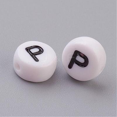 Acrylic Horizontal Hole Letter Beads X-PL37C9070-P-1
