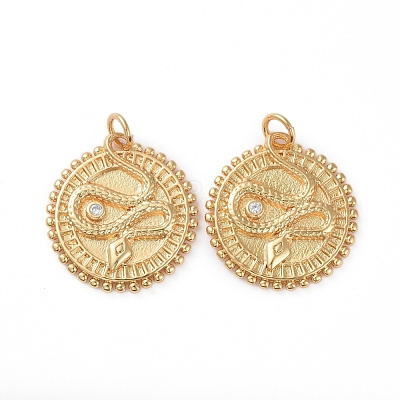 Brass Micro Pave Clear Cubic Zirconia Pendants ZIRC-L076-025G-1
