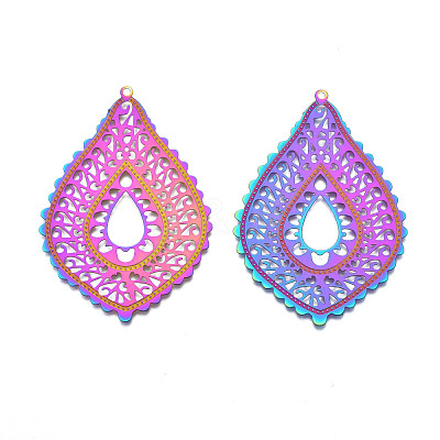 Ion Plating(IP) 304 Stainless Steel Filigree Big Pendants STAS-T057-56-1