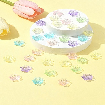 180Pcs 6 Colors Transparent Acrylic Beads OACR-FS0001-91-1