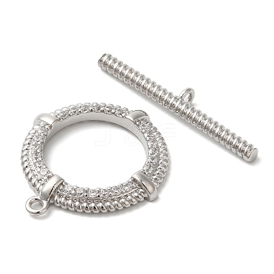 Brass Micro Pave Clear Cubic Zirconia Toggle Clasps KK-N254-79P-1